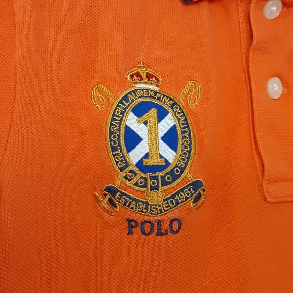 Polo Ralph Lauren Kids Big Pony Polo Shirt Rugby Embroidered Orange Boy 6 School - Picture 3 of 10
